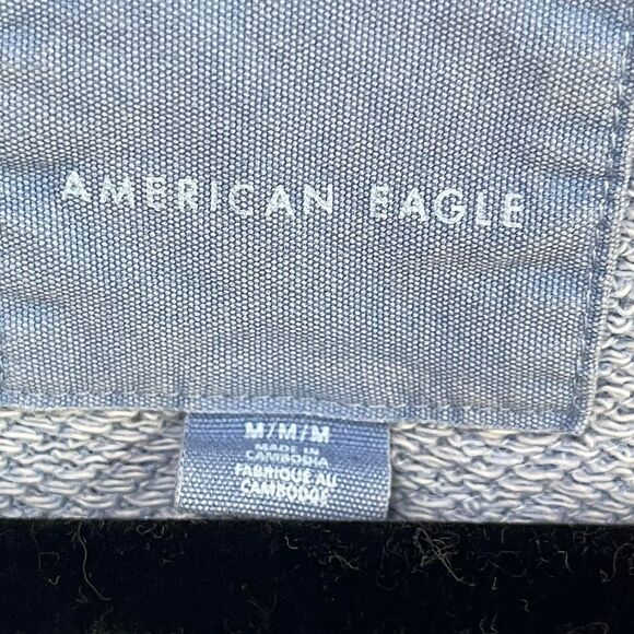 American Eagle Light Blue French Terry Hoodie – Size M, Relaxed Fit, V-Neck - Picture 4 of 6